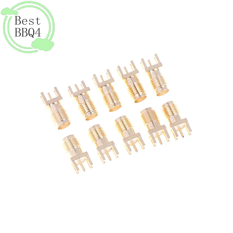 (BBQ4)10Pc 핫 SMA 여성용 잭 어댑터 SMA 여성용 베이스 소켓 잭(솔더 PCB 보드 엣지 마운트 어댑터 포함)