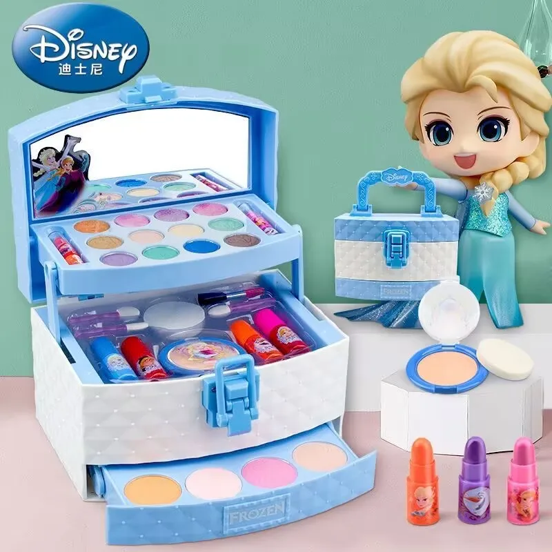 New Disney girls frozen 2 elsa anna princess Makeup suitcase Toys set with box snow White Makeup Box Set kids Toy Gift Makeup Toy Princess Pretend Toys Cosmetics Set Princess Doll