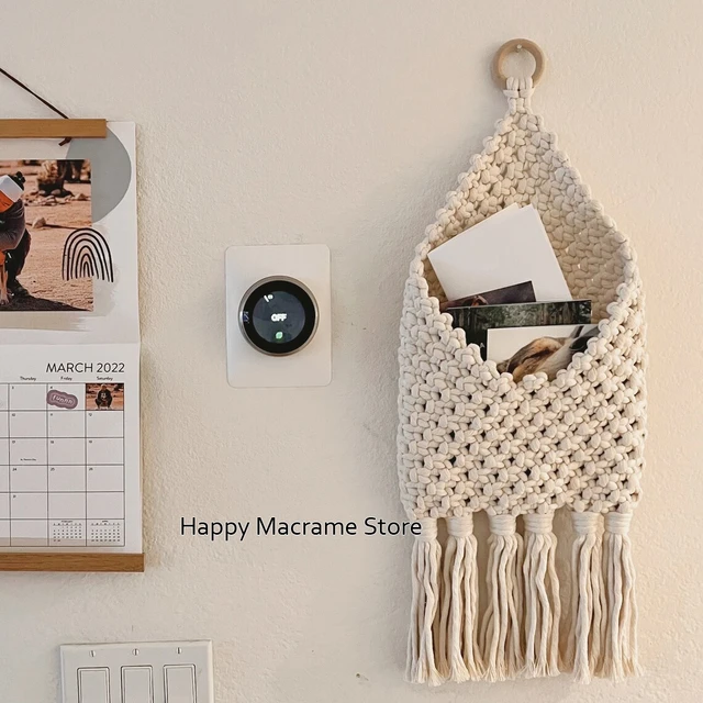 Macrame Boho Pocket Macrame Wall Holder Magazines Macrame Mail