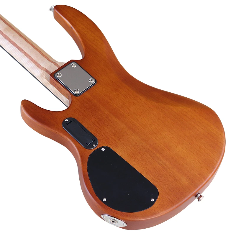 4 Strings Right hand Frets Matte Electric Bass Guitar 43inch Zebrawood Top solid okoume wood body EQ