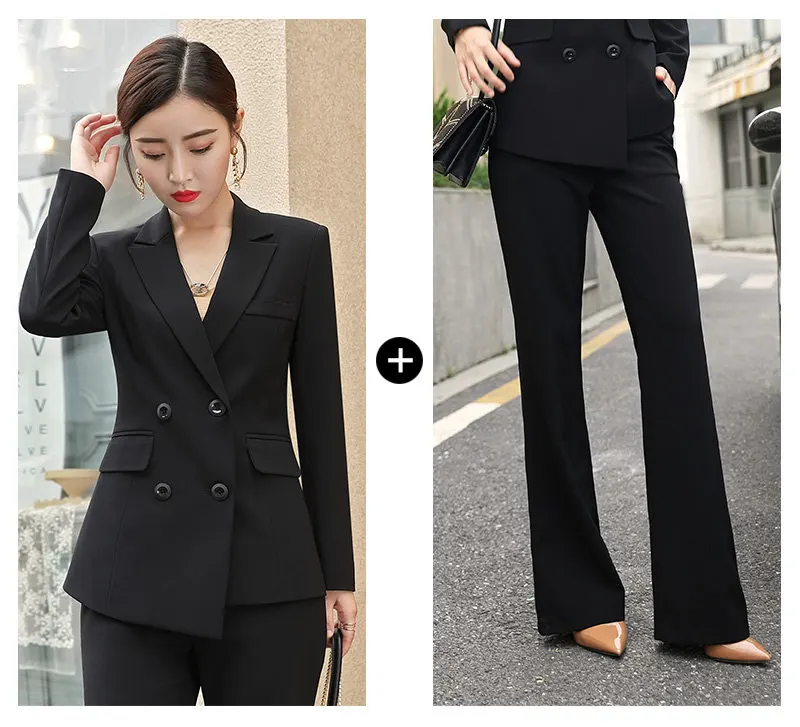 Women's Formal Pant Suits for Women Office Work Wear 2 Two Piece Set Female  Outfits Solid Black White Red Pants Suit with Blazer