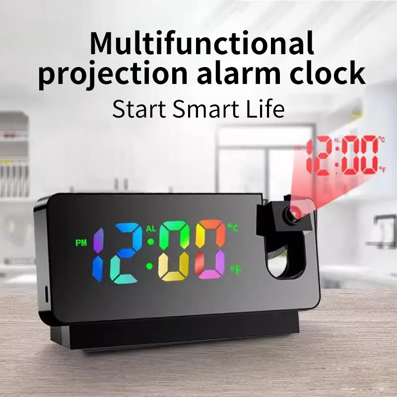 Multifunctional 180° Rotating Projection Creative Alarm Clock, 1