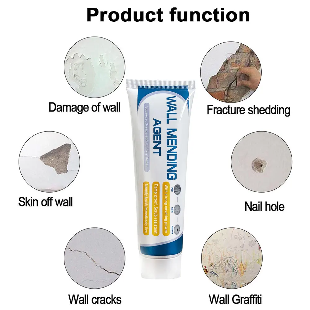 Wall Mending Agent  Strong Adhesion Wall Repair Cream with Scraper Paint Valid Mouldproof Quick-Drying Patch Nail Hole Restore