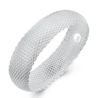 Fashion Silver Color Big Web Bangle Bracelet For Women 925 Stamp Wedding Engagement Trendy Jewelry Factory Price Wholesale 2