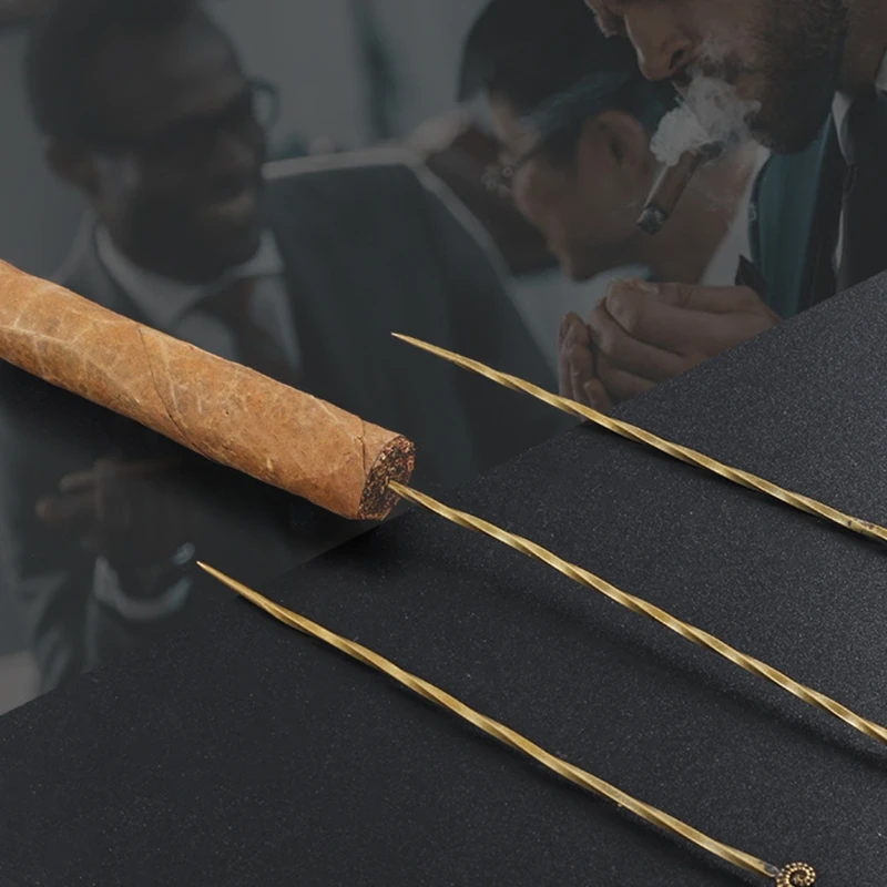 Cigar Pass Needle Retro Brass Portable Dredge Drilled Smoking Tool Gadget Tool 3