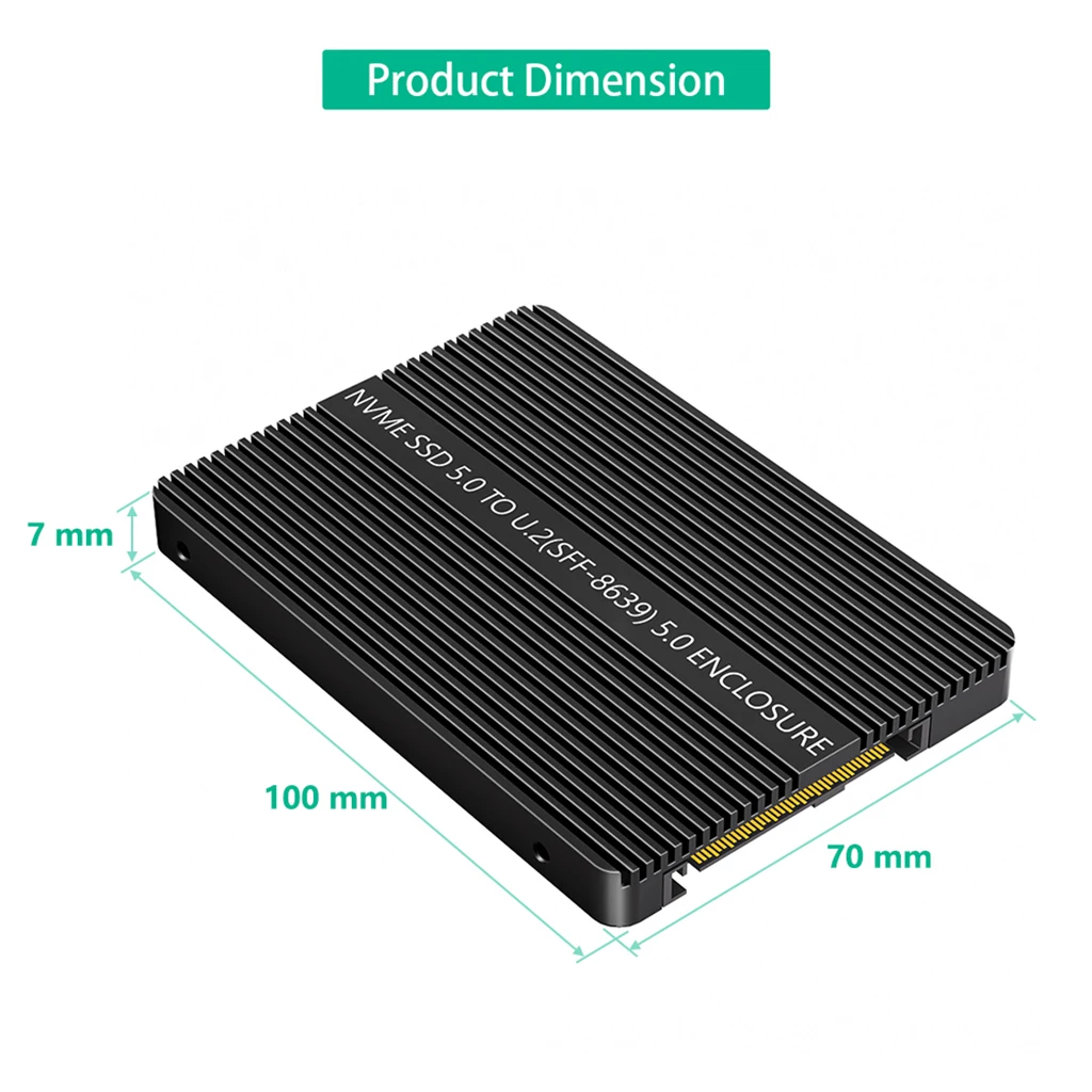 NVME PCIe 5.0 SSD용 M.2 - U.2 SFF-8639 SSD 케이스 M-키 PCIe Gen5 - U2 SFF8639 2.5인치 SSD 인클로저 (2230/2242/2260/2280 호환)