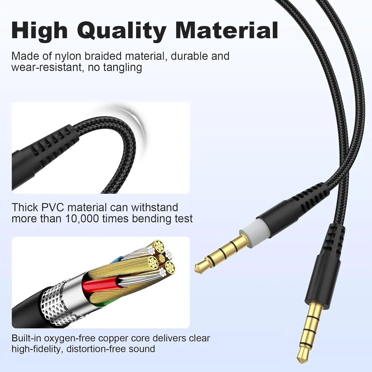Nylon Braided Replacement Aux 3.5mm Cable Extension Cord for for HyperX Cloud Mix for Alpha S Gaming Headsets Cable