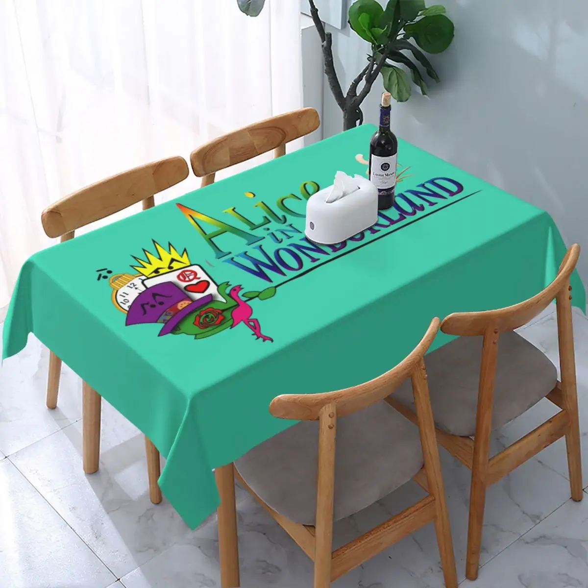 

Прямоугольная Скатерть «Приключения в стране чудес» Disney, чехол для стола с рисунком «Алиса в стране чудес», скатерть с подложкой для пикника