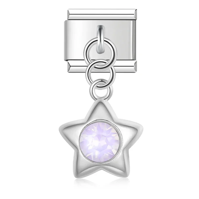 Hapiship Fashion Color Glaze Star Shiny CZ Charm Stainless Steel Bracelet