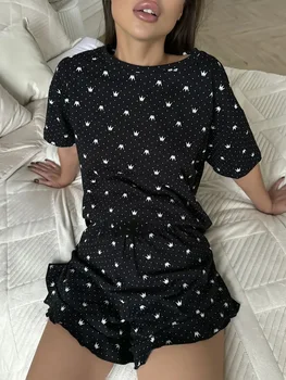 بيجامة النساء ملابس خاصة بيجامة نسائية الصيف ملابس النوم للمرأة منامة مجموعة فرقة بيجامة فام قصيرة الأكمام ملابس خاصة 3