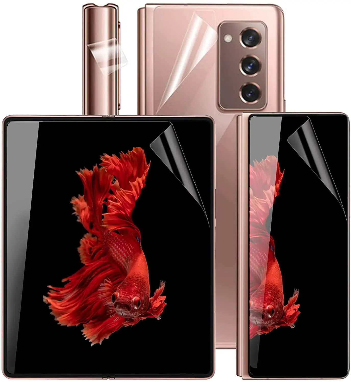 1 Set Di Protezioni Per Schermo A Copertura Totale Per Samsung Galaxy Z Fold 2 5G, Interno +, Esterno + Posteriore + Cerniera, Protezione Per Schermo 