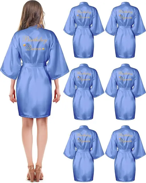 6 pièces Robes d'escouade d'anniversaire pour femmes fête d'anniversaire reine Spa peignoir Kimono Spa Robe pyjama Robes de fête Robe soyeuse