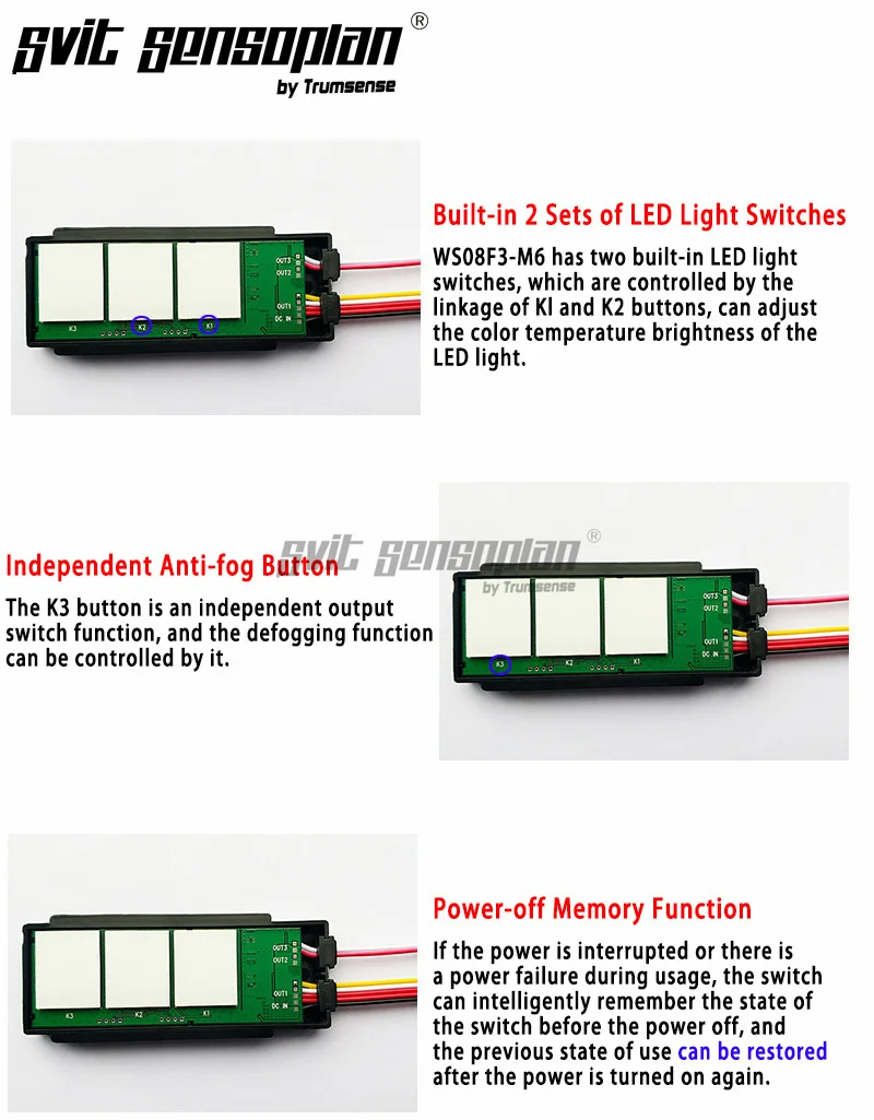 Controle de Espelho, Tira LED, Brilho com