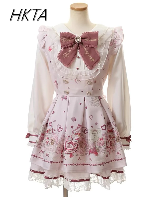 Women's Dress 2-piece Set Spring Print Navy Collar Long Sleeve Shorts
