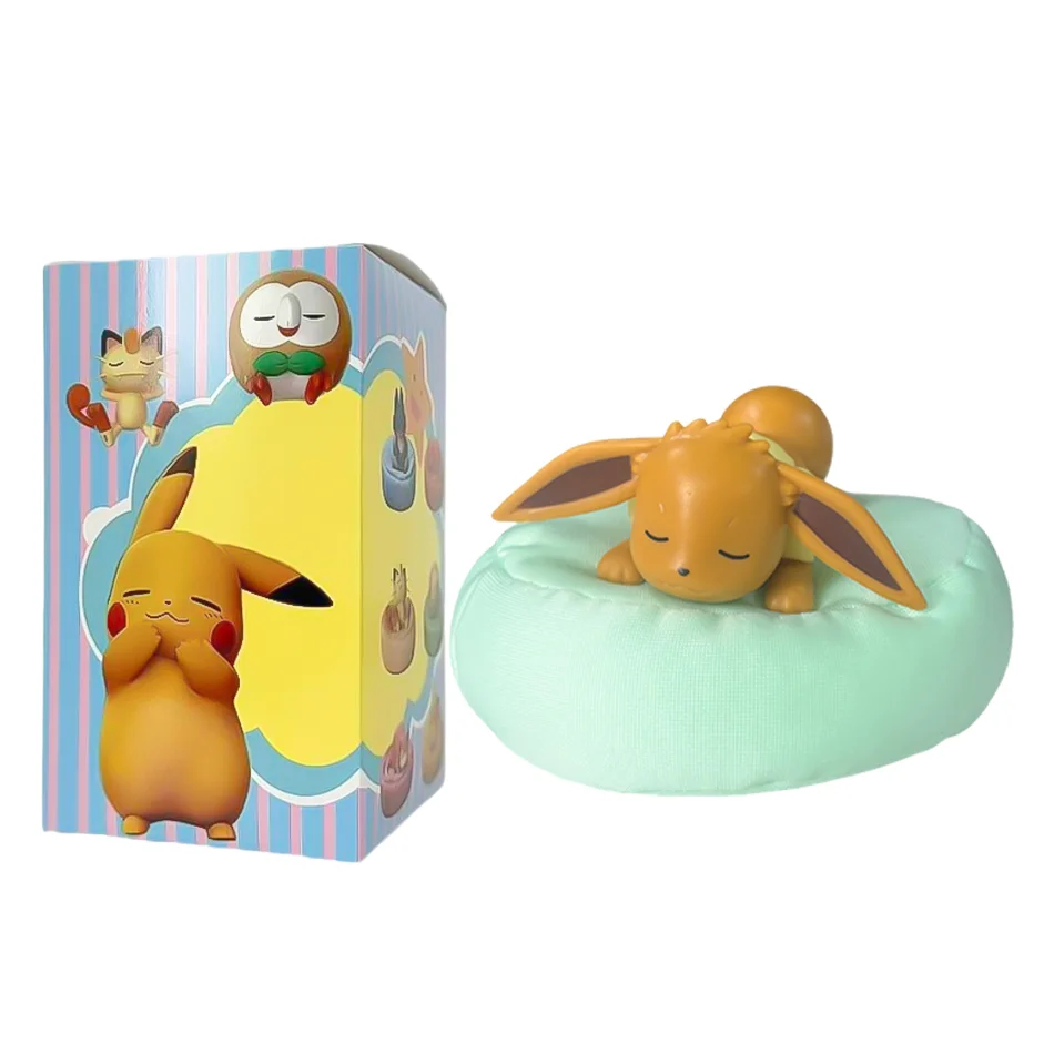 Anime Poké Mon Blind Box Eevee Family Sleeping Series Figurines - Adorable Collectible Toys Gift Set