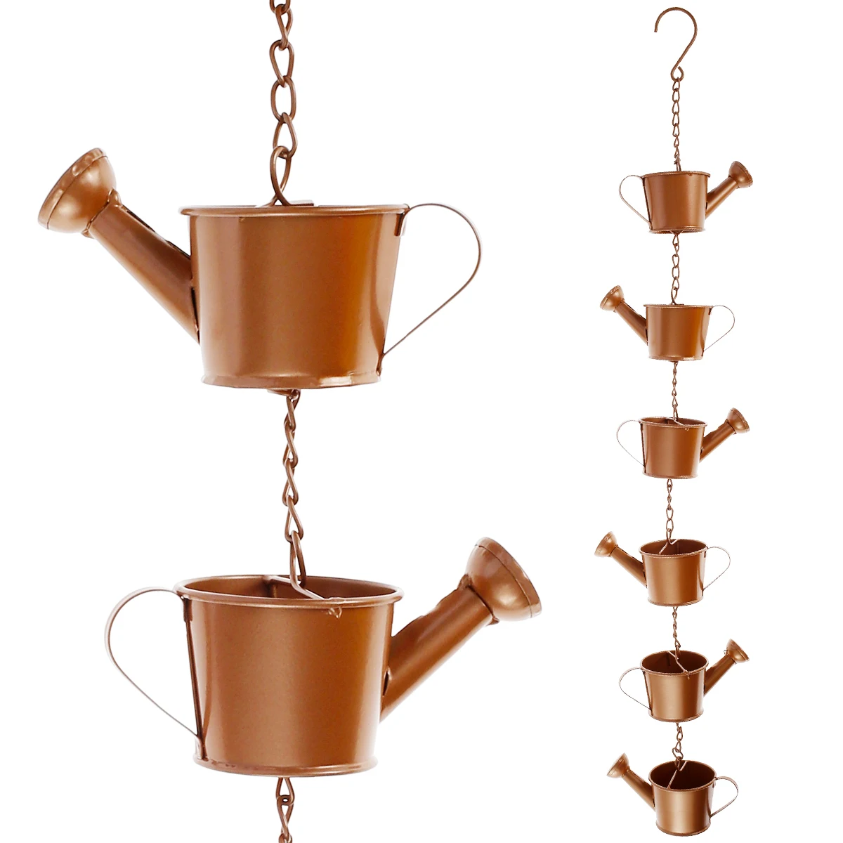 1/2Pcs 90cm Metal Kettle Rain Chain Hanging Decorative Ring Kettle Rain Chain Full Copper Artwork Home Outdoor Garden Decoration