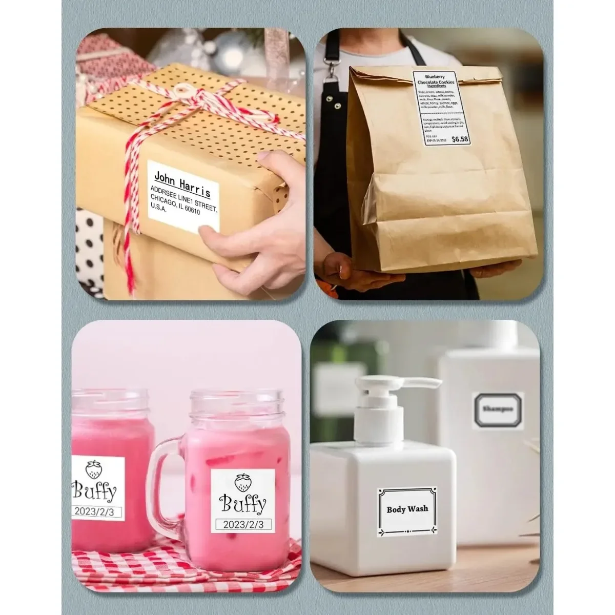 White Labels Self-Adhesive Thermal Printer Stickers Compatible with B1/B21/B3ST02 Mini Sticker Printer for Journal Study Notes