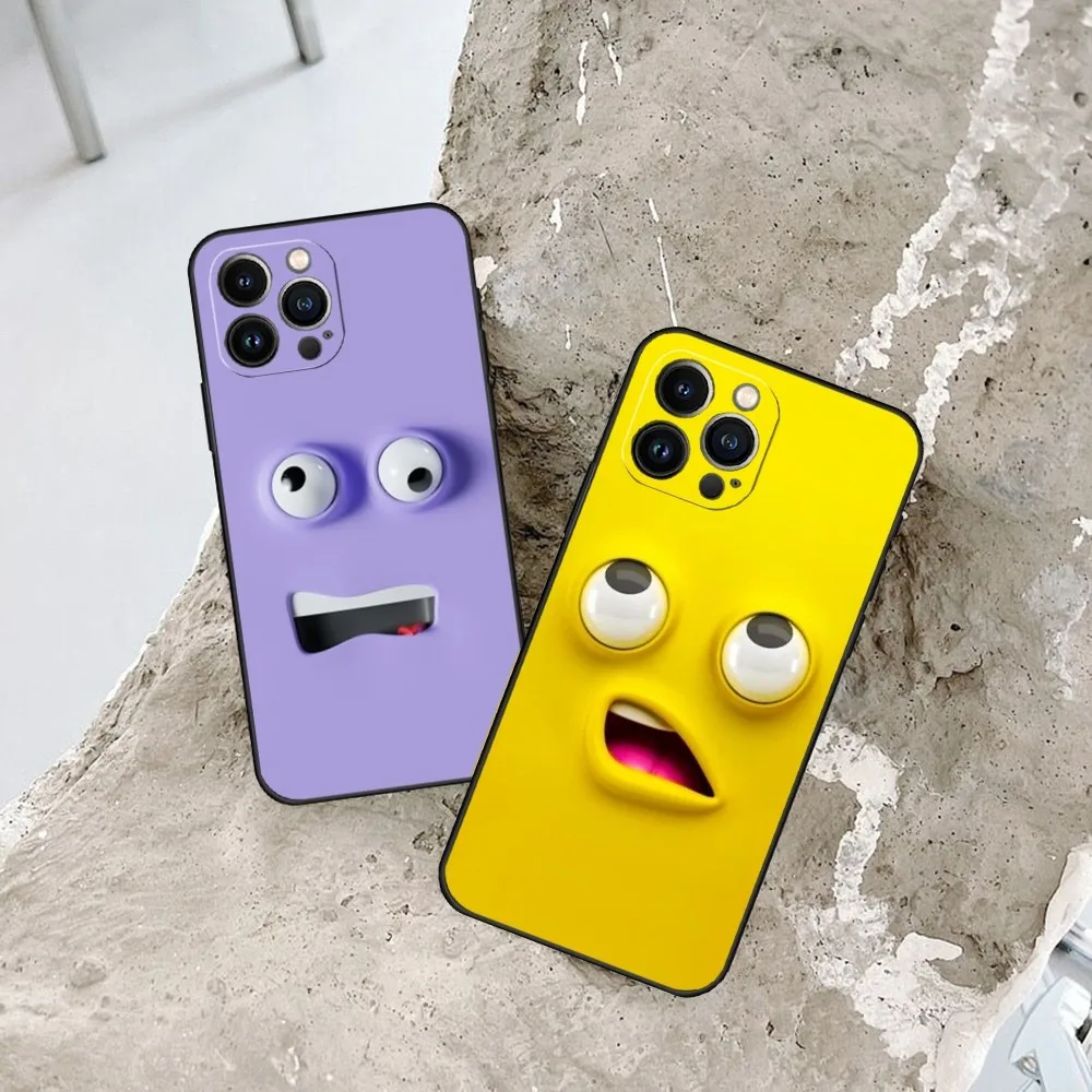 Art Funny Faces Phone Case For Iphone 15 13 Pro Max 14 Mini 12 11 Xr X Xs 6S 6 8 7 Plus Silicone Back Cover