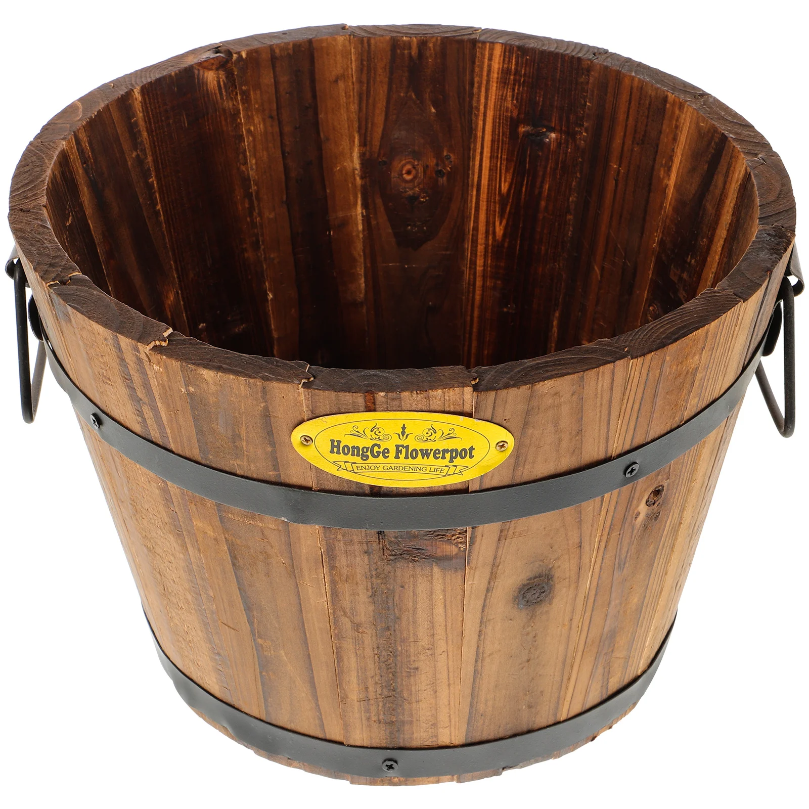 

Large Outdoor Planters Rustic Wooden Flower Bucket Decorative Flower Pot Planter Gardening Pot Farmhouse Vase Plant Container