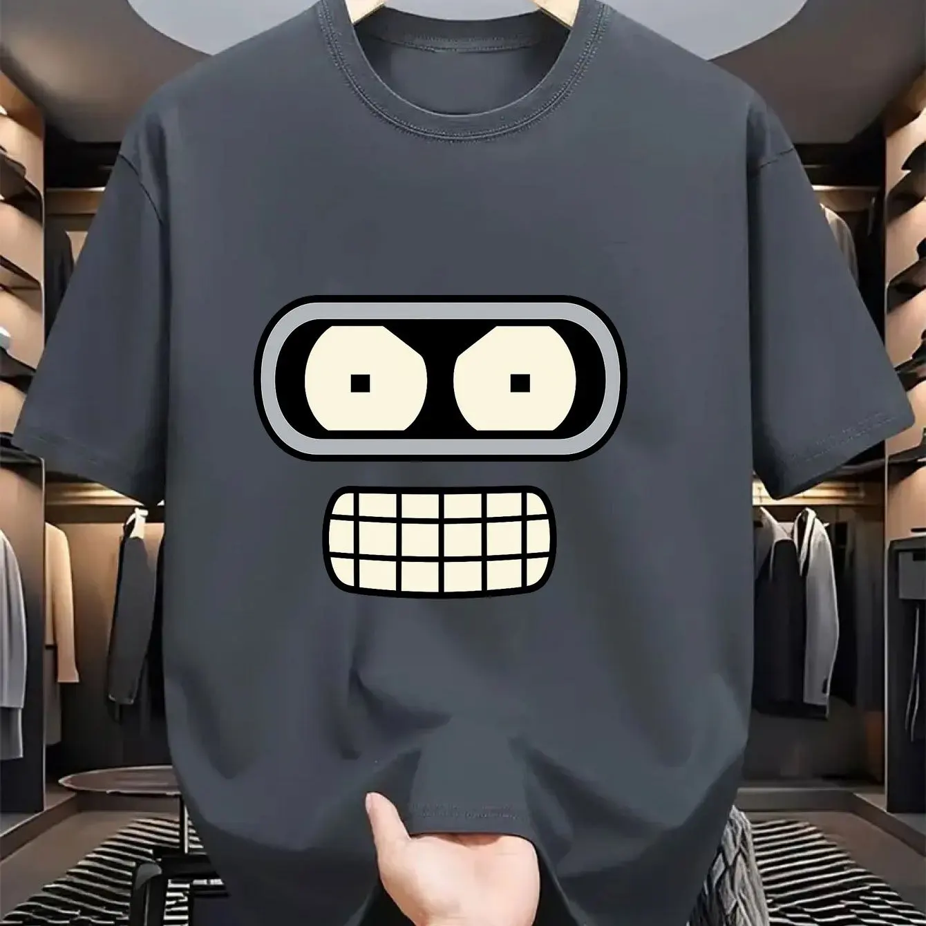 Maglietta Donna Parodia Futurama 'Bender - Tuez Tous Les Human' - Grigio, Cotone Biologico 100%, Stampa Geek Originale