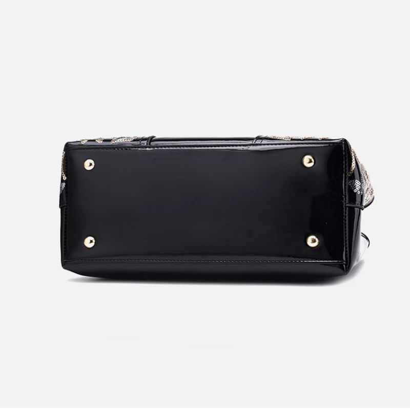 2024 Brand Designer New Women Patent Leather Handbag Sequin Embroidery Shoulder Crossbody Bag Famous Ladies Purse Messenger Tote