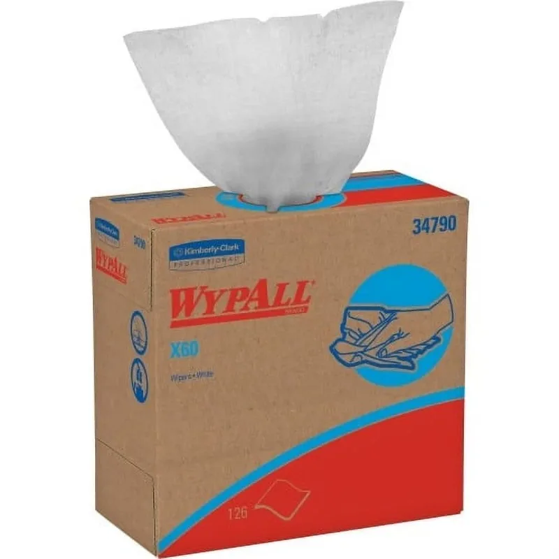 

Wypall Kimberly-Clark X60 Wipers 9.10" x 16.80" - White - Hydroknit - Lightweight, Absorbent, Residue-free, Durable, Paper Towel