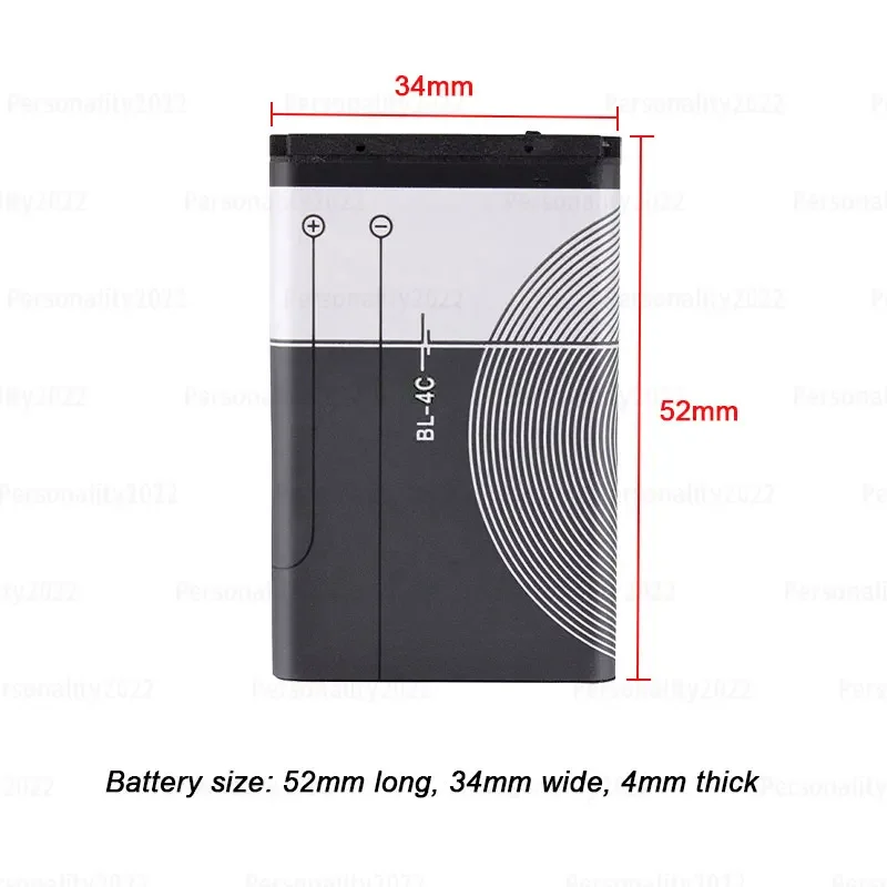 BL-4C Battery 890mAh Bl4c Rechargeable Lithium-ion Batteries for Nokia 6100 6125 6136 6170 6300 6301 7705 7200 Mobile Phones rechargeable lithium batteries