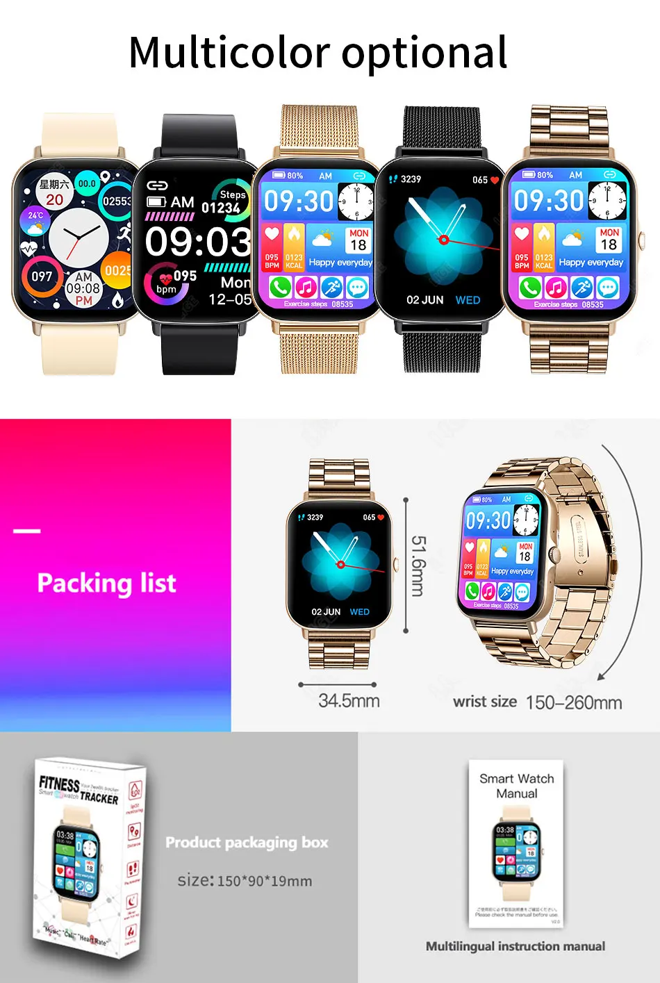 2022 Bluetooth Call Smart Watch Men Multi-Sports Waterproof Temperature Monitor Calories Fitness Clock Smartwatch For Man Women