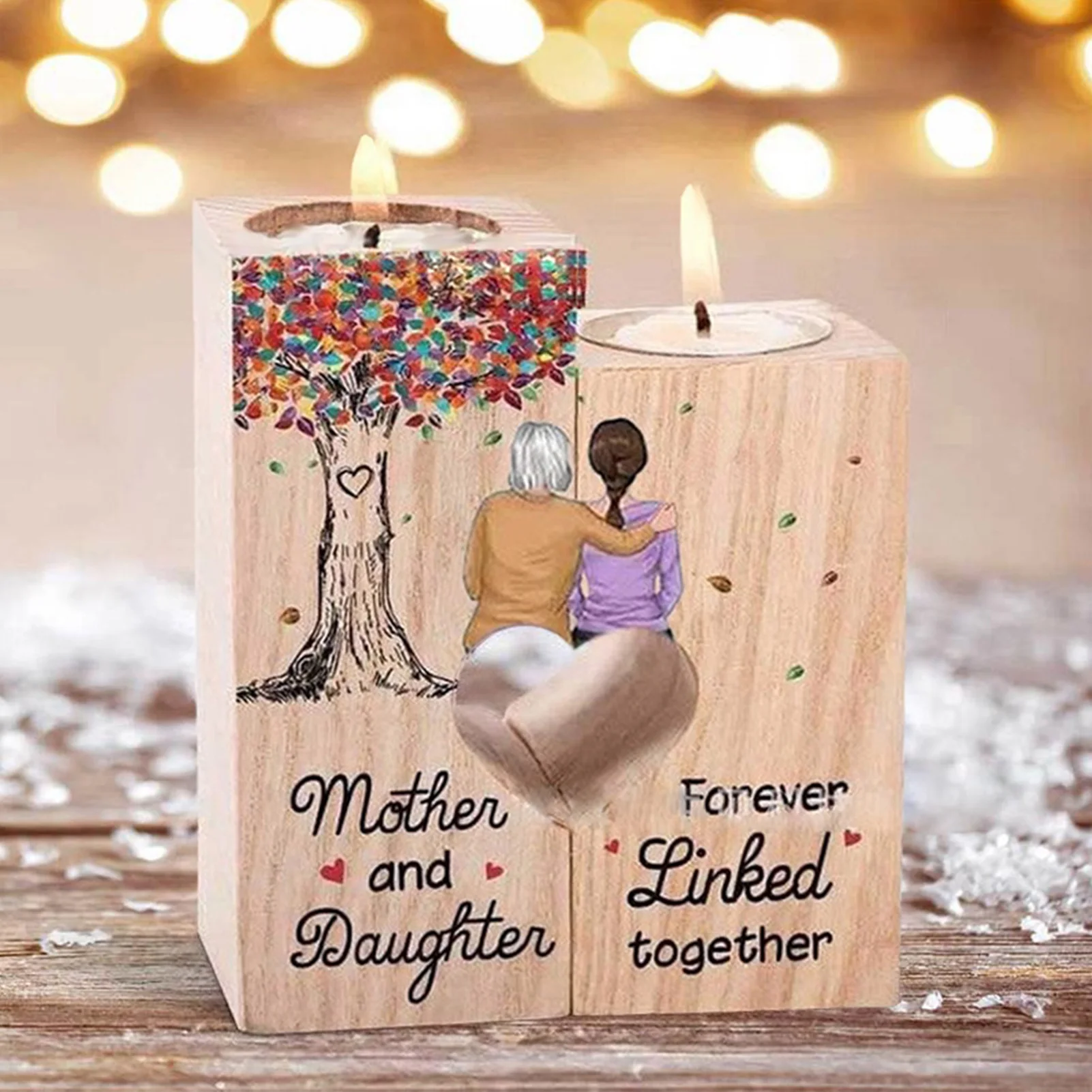 

Creative Wooden Candlestick Christmas Momther Day Candle Holder Table Desktop Decoration Rustic Thanksgiving Christmas Decor
