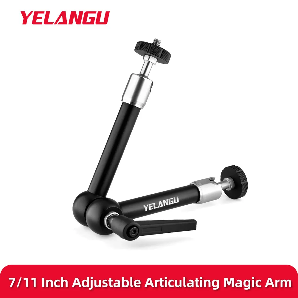 

YELANGU 7/11 inches Adjustable Articulating Friction Magic Arm with Both 1/4" Thread Screw for LCD Monitor/LED Lights/Microphone