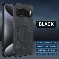 Luxury Classic Leather Magnetic Phone Case with Magsafe Wireless Charging Compatibility - Google Pixel 8 Pro (Black)