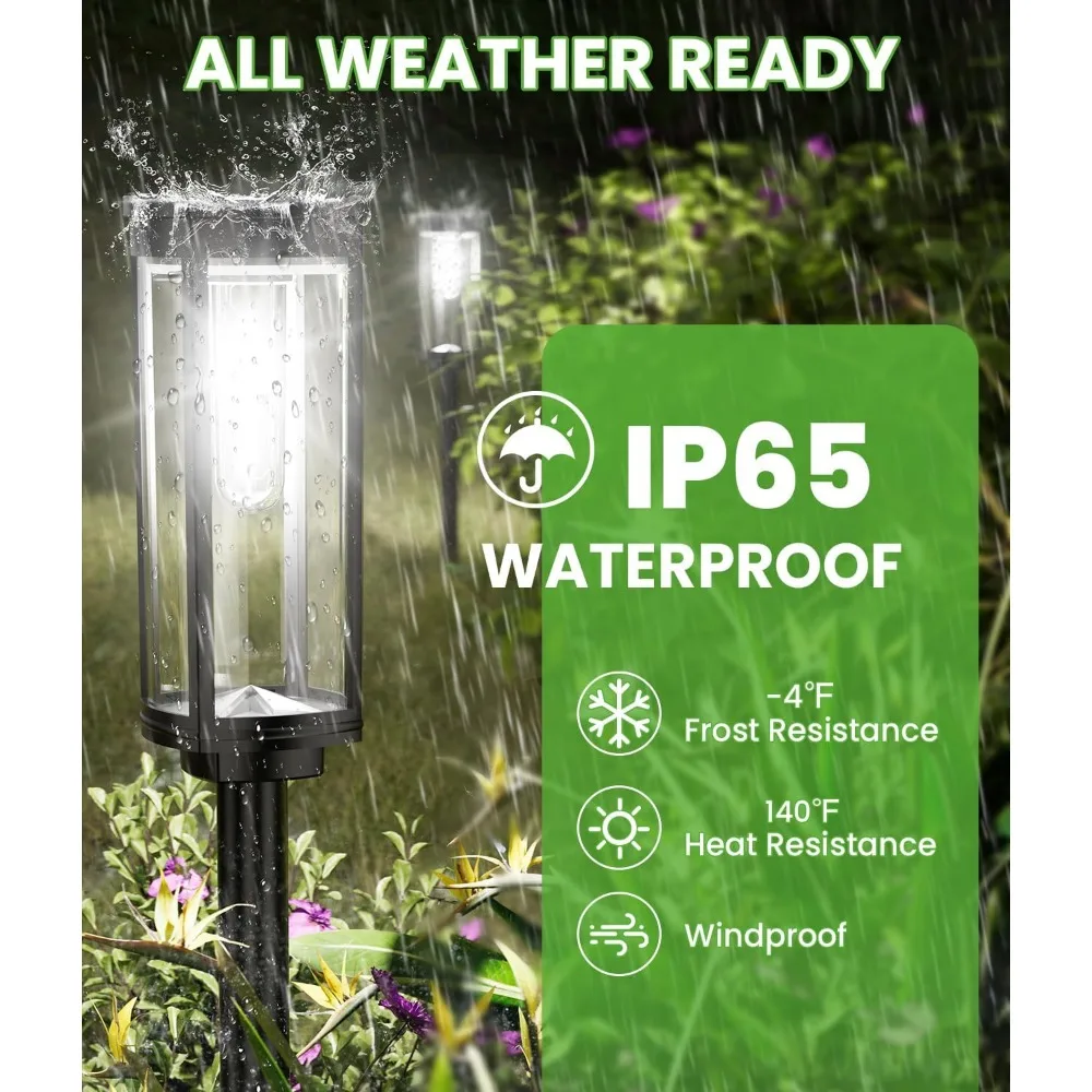 Bright Solar Lights Outdoor 6 Pack, Solar Pathway Lights Waterproof IP65, Auto On/Off Solar Yard Lights, Long Lasting 6