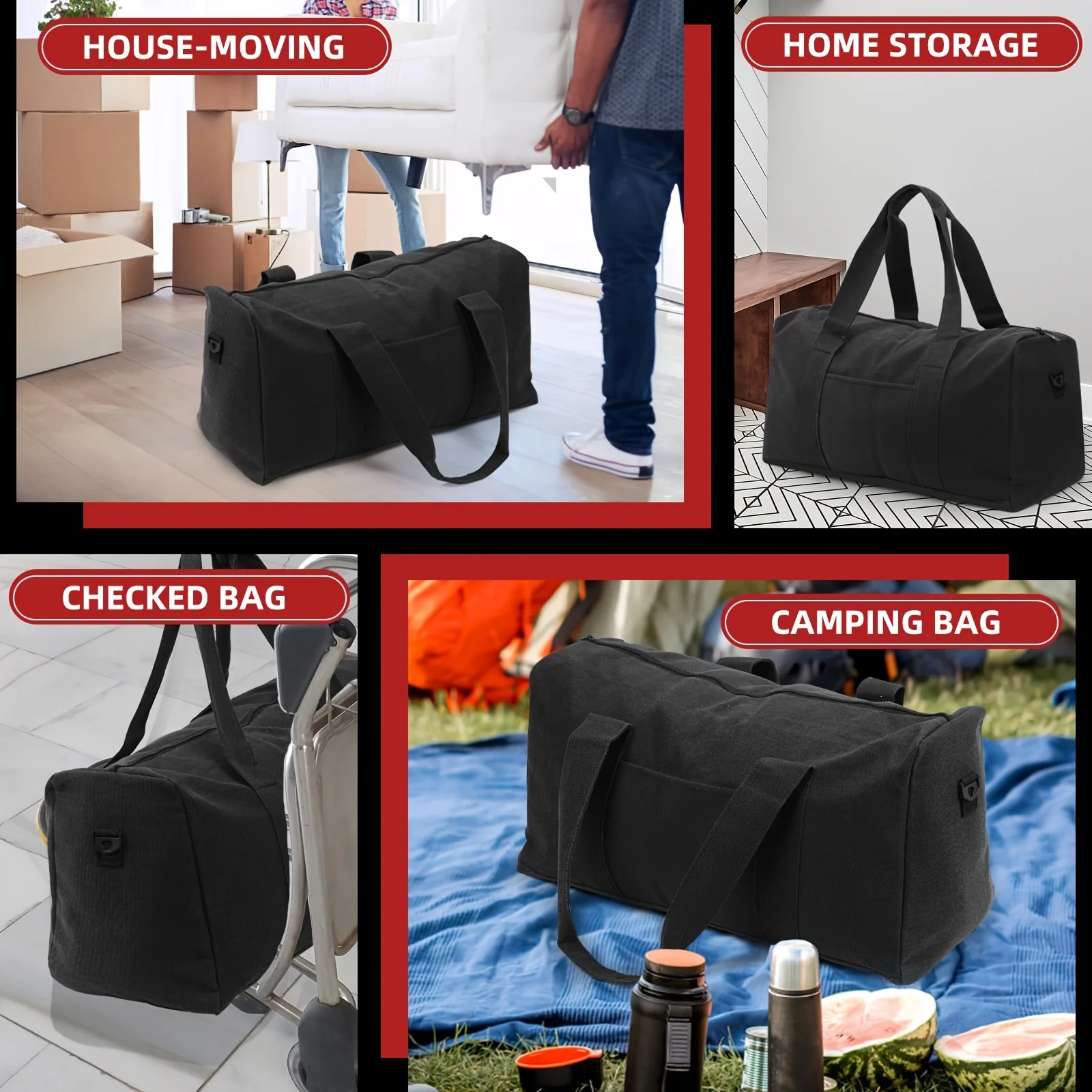 Duffle Bag with Wide Handles and Adjustable Shoulder Strap Large Foldable Travel Bag Camping Gym Luggage Bag 40L/65L