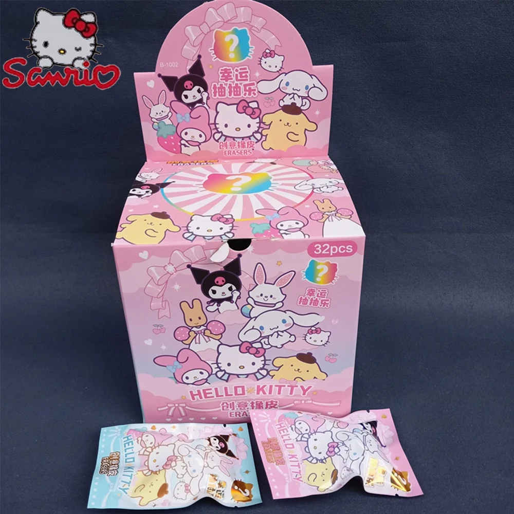 

Sanrio Blind Doll Eraser Cartoon Hello Kitty Cute 32pcs My Melody Kuromi Eraser Mystery Box Student Stationery Gifts For Kids