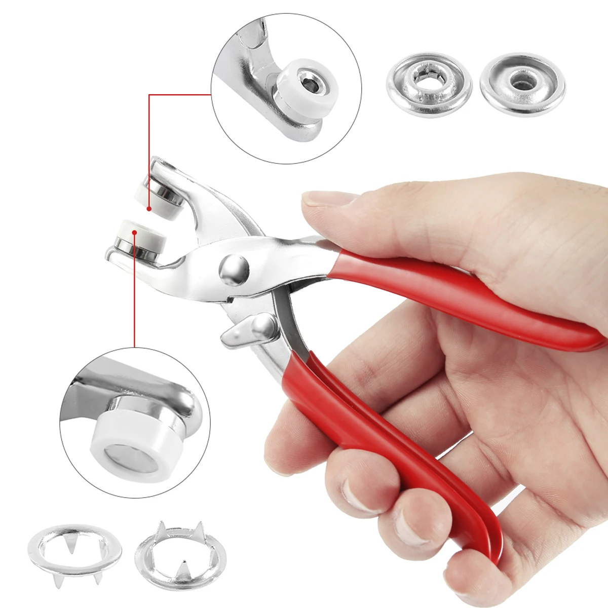 Snap Fasteners Kit: 200 Sets of Metal Snap Buttons with Pliers