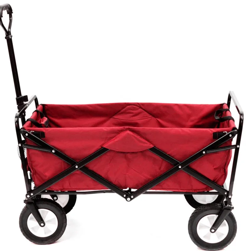 Outdoor Folding Stall Trolley Cart, Oxford Cloth Shopping Cart Thickened Metal Frame Trolley Portable Camping Cart