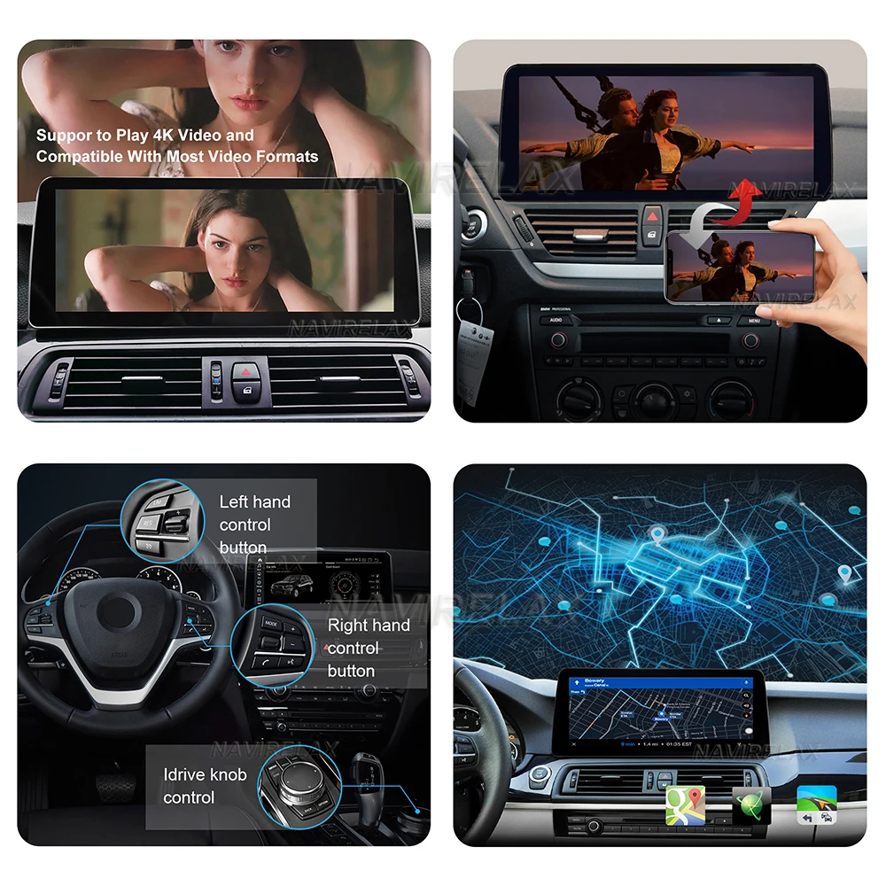 CarPlay inalámbrico para coche, dispositivo con pantalla QLED ID8 de 8,8 pulgadas, Android 13, para BMW Serie 3, 5, E60, E61, E63, E64, M6, E90, E91, E92, CCC, NBT