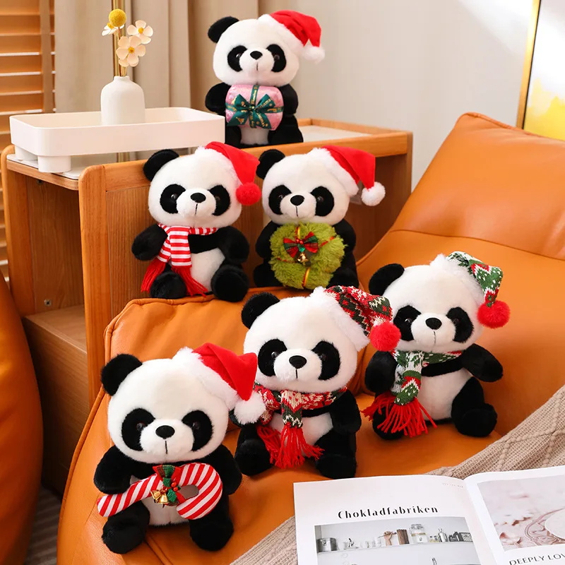 25cm Creative Christmas Panda Plush Toy Xmas Apparel Giant Panda Stuffed Animals Plushies Doll Anime Soft Toys for Girls Gifts