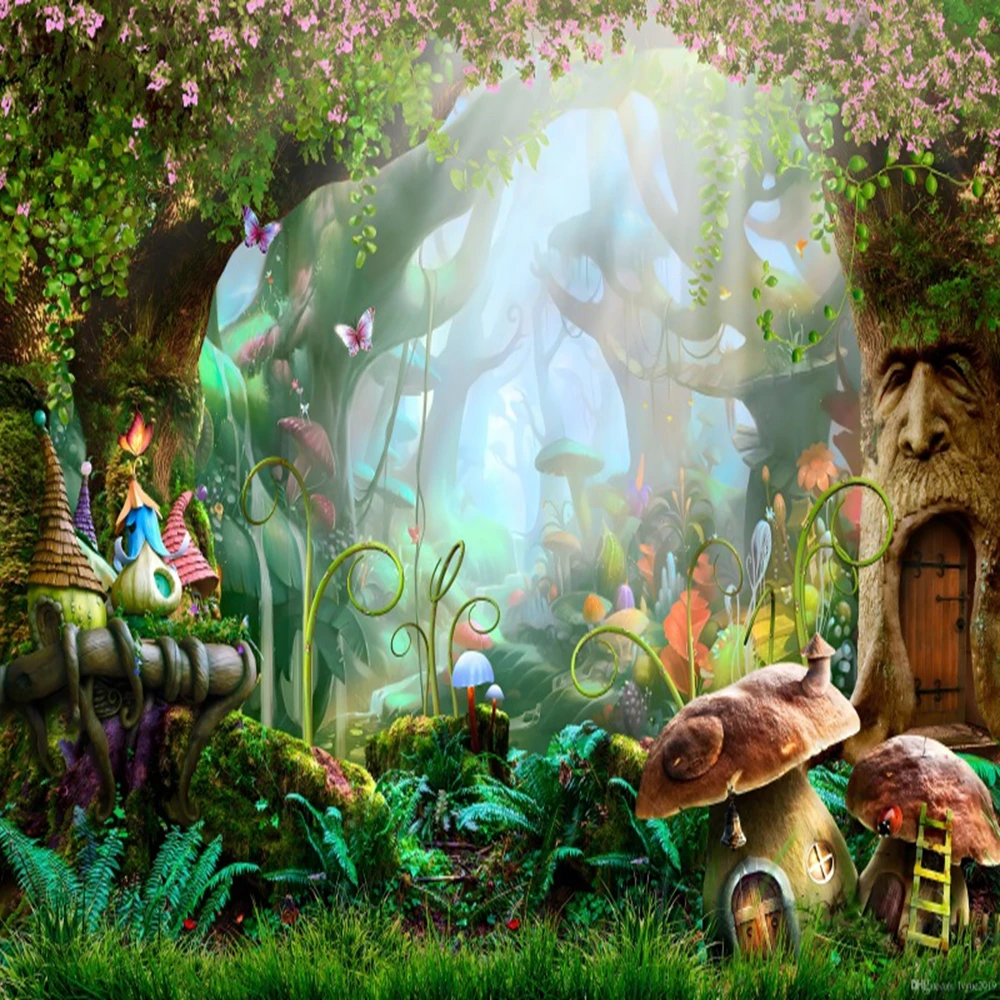 Sfondo Foresta Incantata 3x2 M In Vinile – Con Farfalle, Fiori E Alberi, Per Feste Di Compleanno E Baby Shower, Stampa Ad Alta Risoluzione