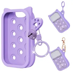 Portable Hand Sanitizer Mist Case 1 FL OZ, Protective Silicone Spray Cover with Keyring, Stylish and Convenient - Silicone (PURPLE)