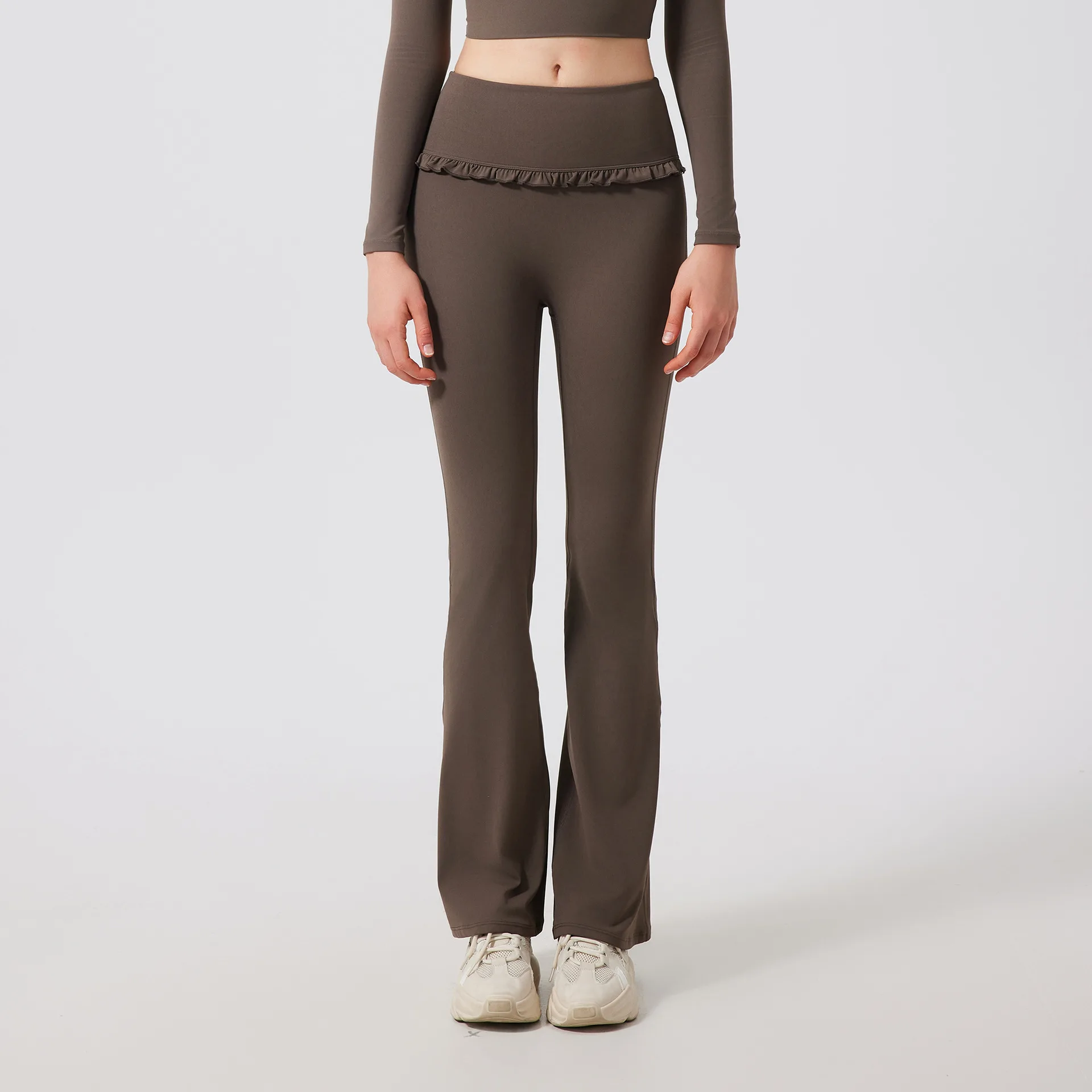 Women Flare Pant Yoga Falbala Sport Bell-bottoms Leggings Hip Lifting Running Flared Trouser Girls Elastic Gym Fitness Slim Pant