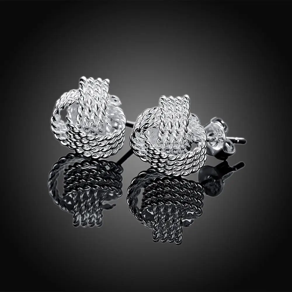 

Hot sale Fashion noble Jewelry 925 Sterling Silver Earring for Woman tennis bud Weave Earrings studs Gifts party