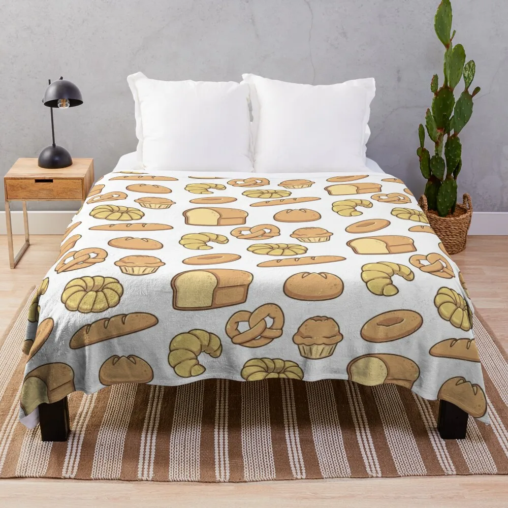 

All Types of Bread Pattern Throw Blanket Camping Blanket Beach Blanket