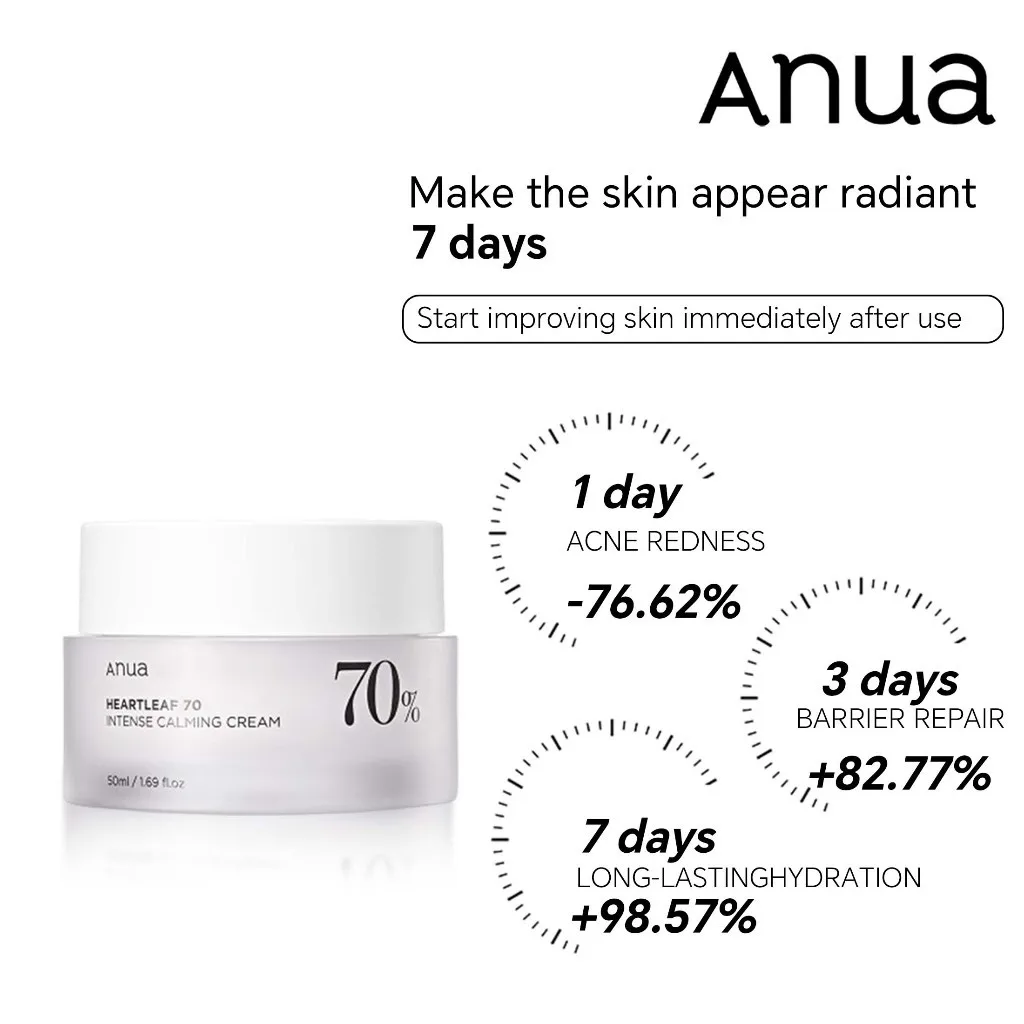 Anua Moisturizer Heartleaf 70% Intense Calming Cream Moisturizer for Face Repair skin barrier 50ml