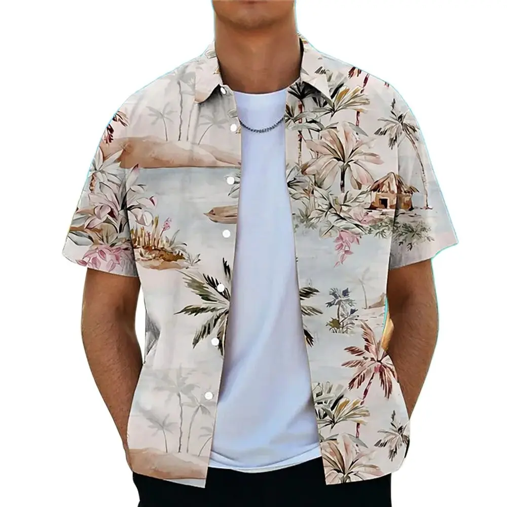 Men's shirt short-sleeved shirt Men's summer oversized printed tops T-shirt casual beach aloe T-shirt, 3D Ropa Para Hombre