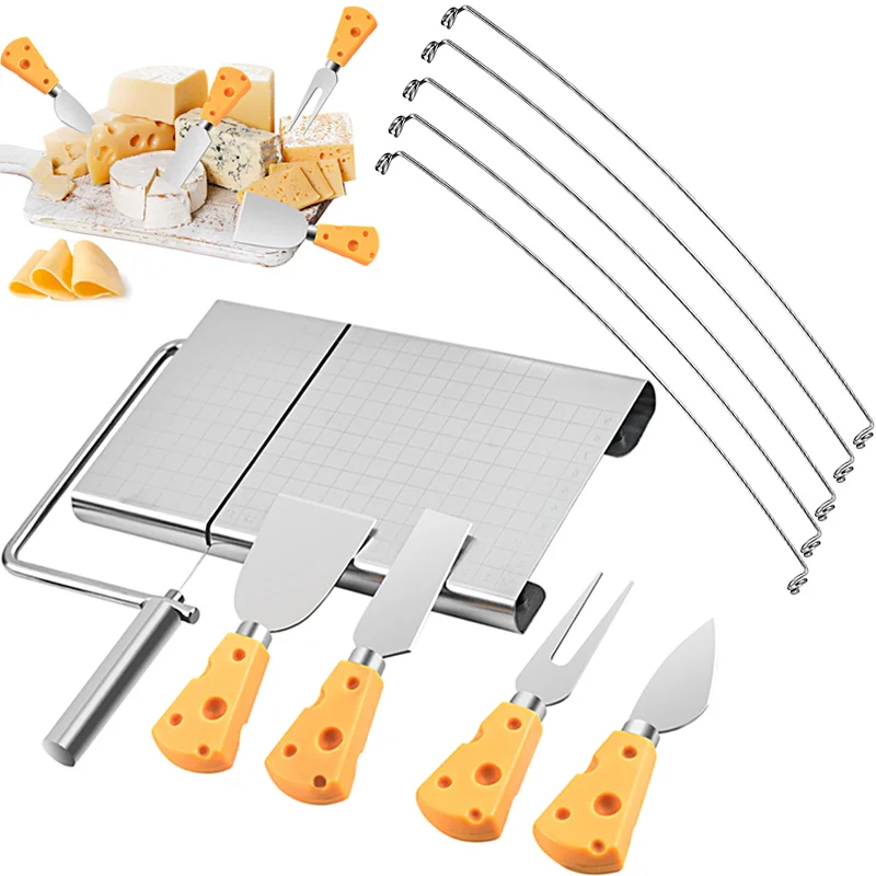 10pcsCheeseSlicerKitCuttingBoardwith5CuttingWiresCheese