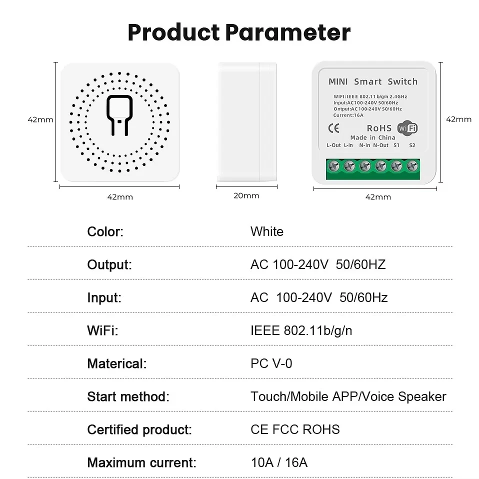 Enhanced Smart WiFi Switch with App-Controlled Automation and Voice Assistant Compatibility
