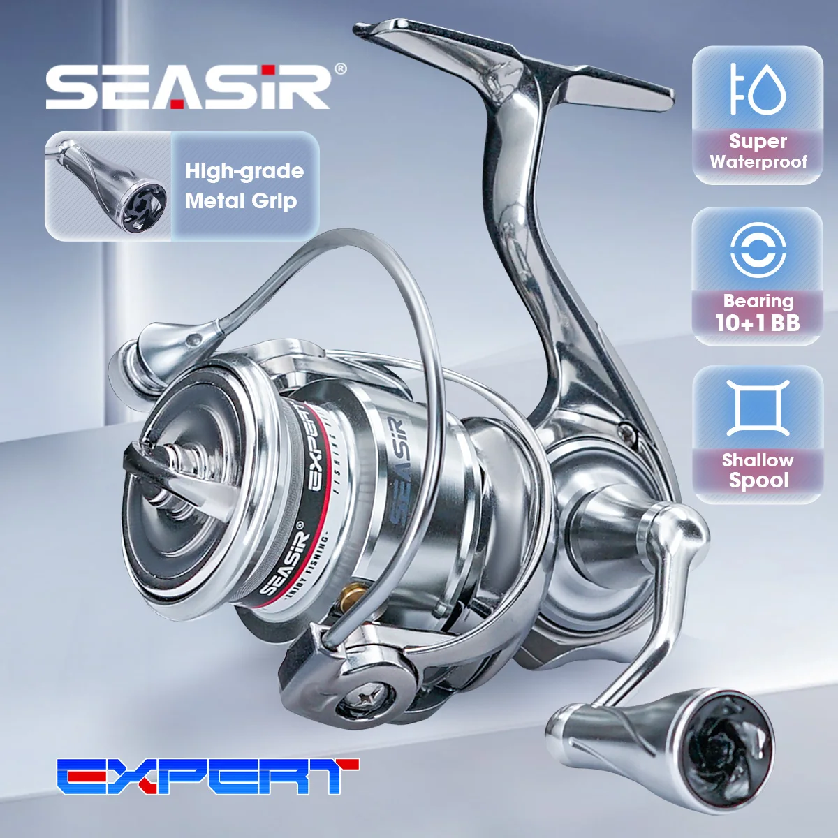 SEASIR Spinning Fishing Reel Expert, 1500S 4000S 10+1BB 5.2 1 Ultra Long Casting One Piece Metal Power Handle Freshwater Saltwater