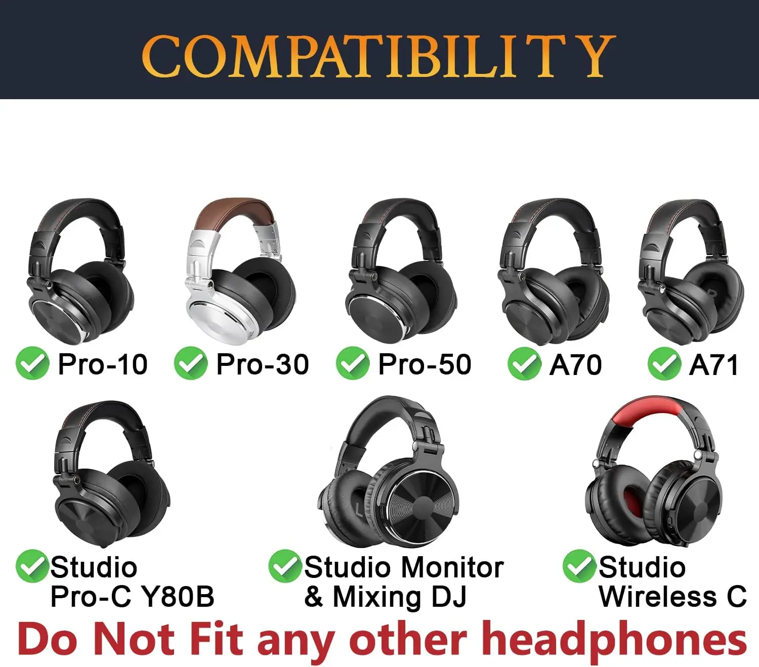 Headband Pad for Oneodio Pro-10/Pro-30/Pro-50/Studio Monitor & Mixing DJ/A71/A70 Studio Wireless C/Studio Pro-C Headbeam Cushion