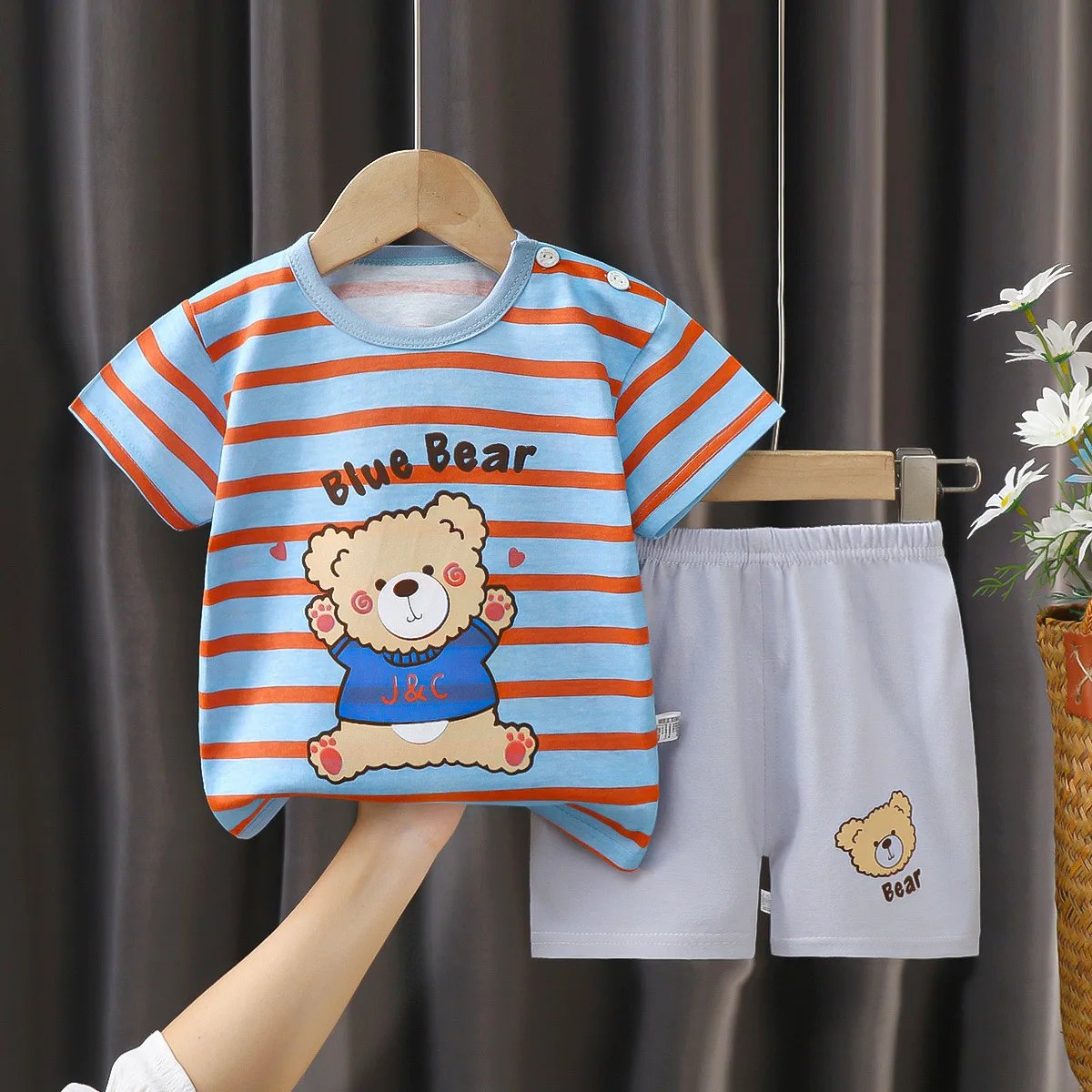 Summer Children's Short-Sleeved Suit Cotton Boys Girls Clothing Set Version Of Baby Clothes Girls T-shirt Children clothing 4